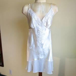 Vintage Satin Slip With Beaded & Sheer Mesh Detail